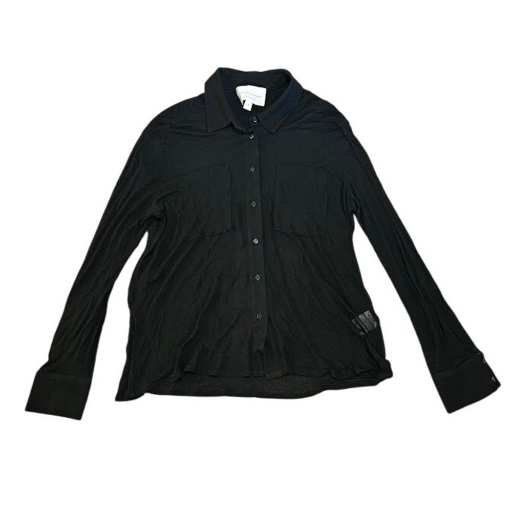 Viktoria & Woods Button Up Blouse Women Size 3 US Size 8 Black Sheer Classic